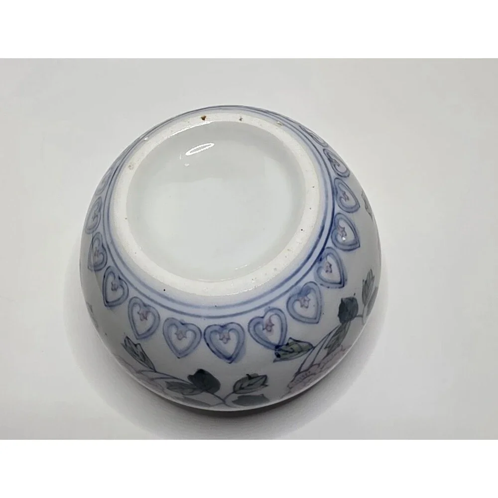 VintageHand Painted Glazed Ceramic Round Vase 4x5in